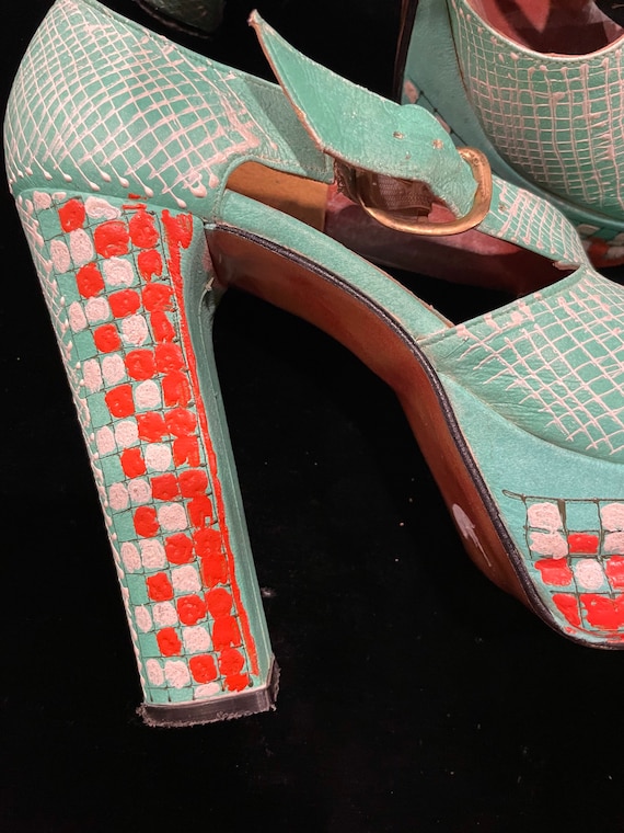 1970s Platform Shoes Hand Painted Rare by Di Orsi… - image 4