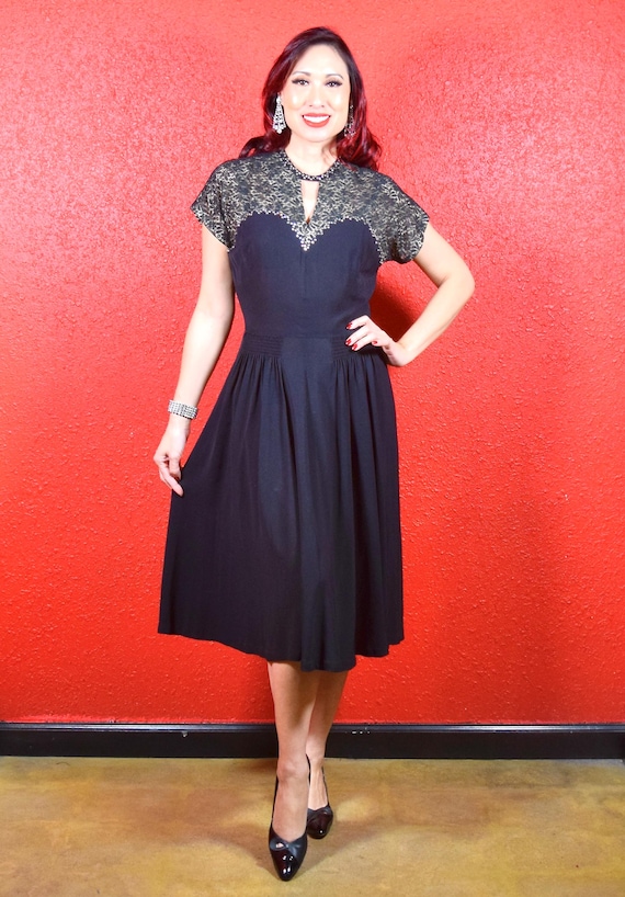 white christmas dresses Vintage 1940s Lace Party Dress – The Barn Owl Vintage Goods main image 0