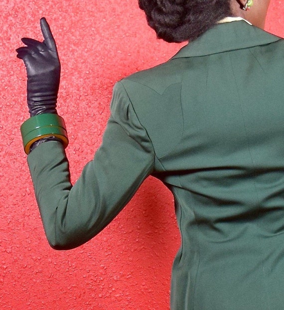 1940s Lilli Ann Green Wool Gabardine Fitted Jacke… - image 4