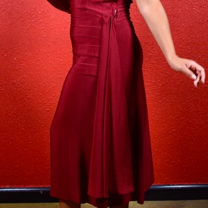 1940s Wine Crepe Draped Dress Large image 10