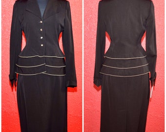 1950s Lilli Ann Suit Designer Vintage Peplum Jacket and Skirt