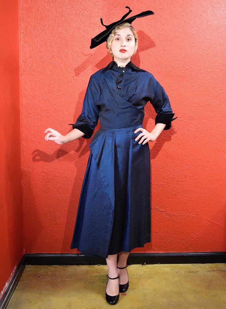 1940s New Look Taffeta Dress image 5