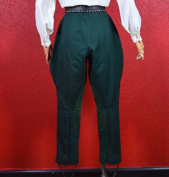 1930s Rare Jodhpurs Green Wool with Suede Patch - image 4