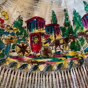 1950s Scenic Mexican Sequined Hand Painted Circle Skirt image 4