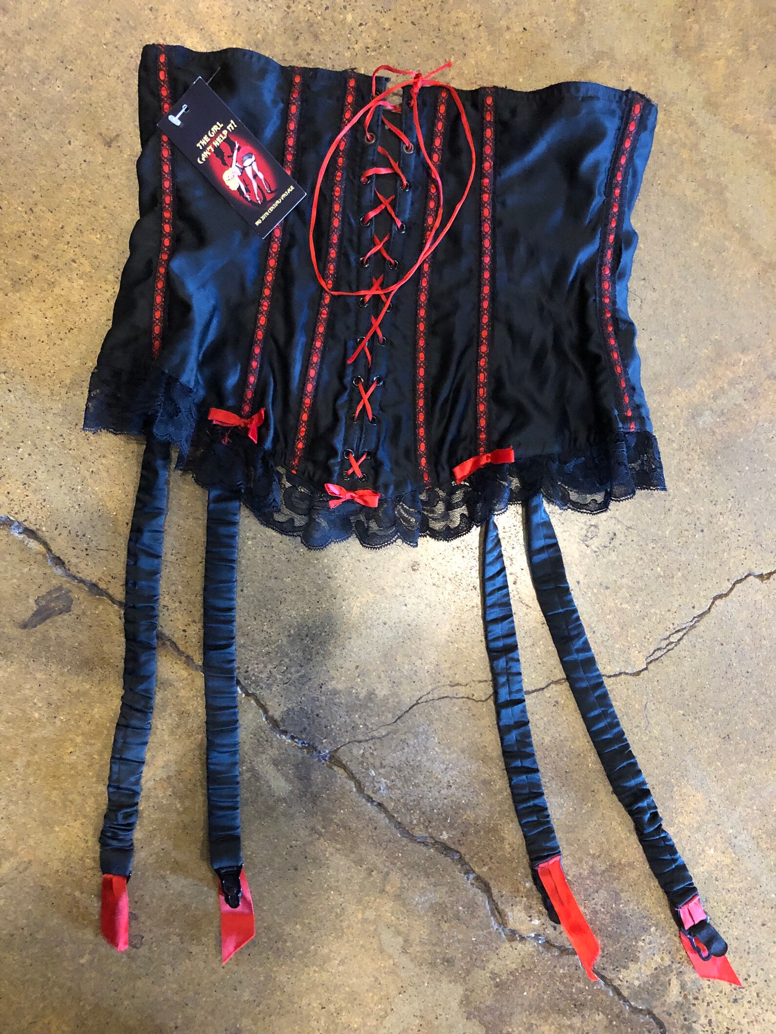 1950s Waist Cincher Black Satin Red Ribbon Small Etsy