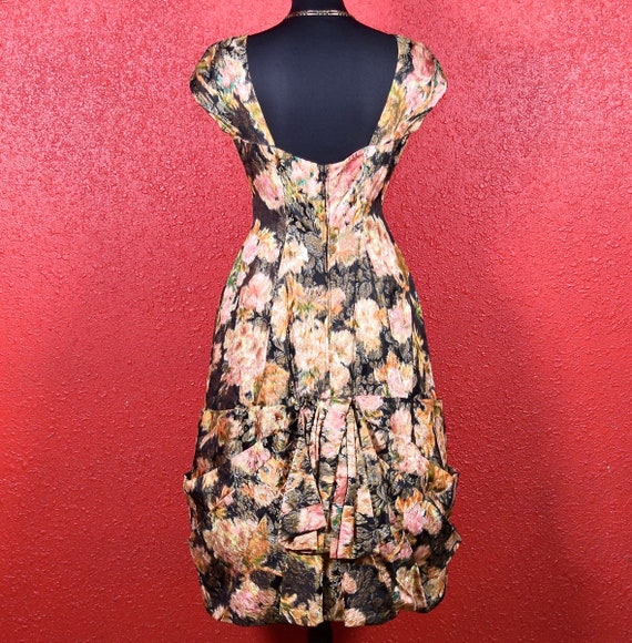 1950s Dress Painterly Rose Brocade Fragonard Insp… - image 4