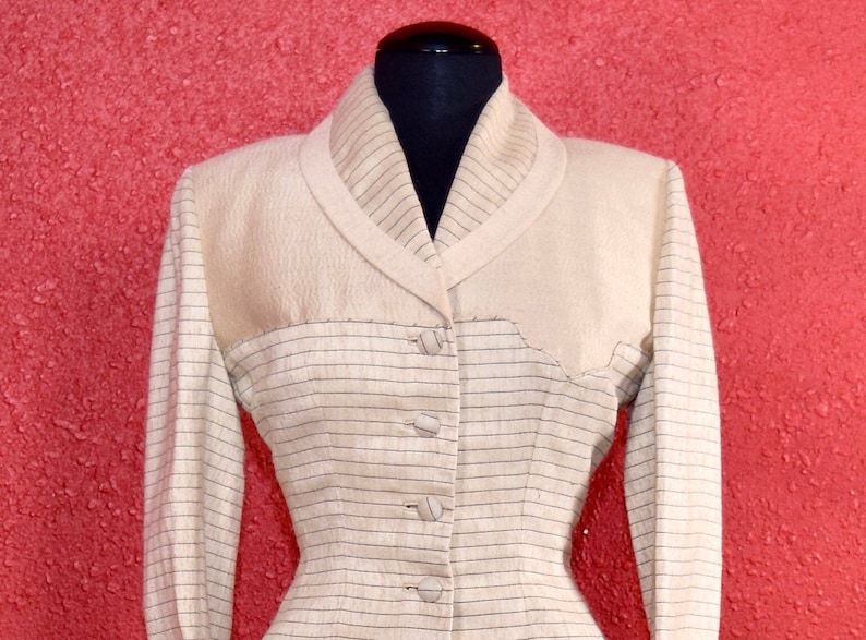 1950s Lilli Ann Suit Ivory Imported Fabric image 2