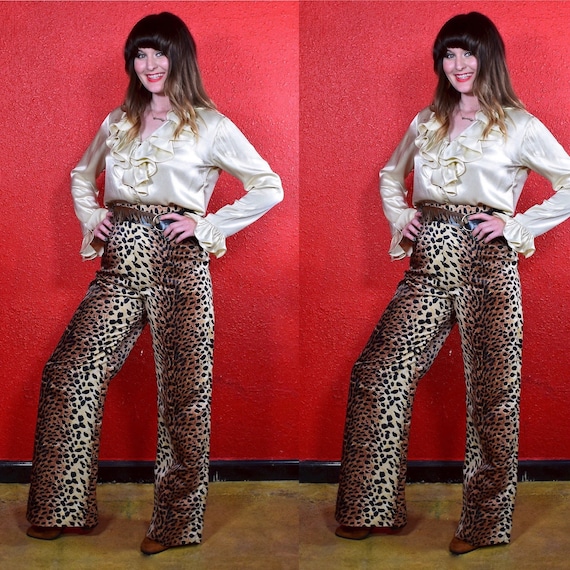 1960s 70s Leopard Print Wide Leg Pants - Etsy 1960s 70s Leopard Print Wide Leg Pants - Etsy