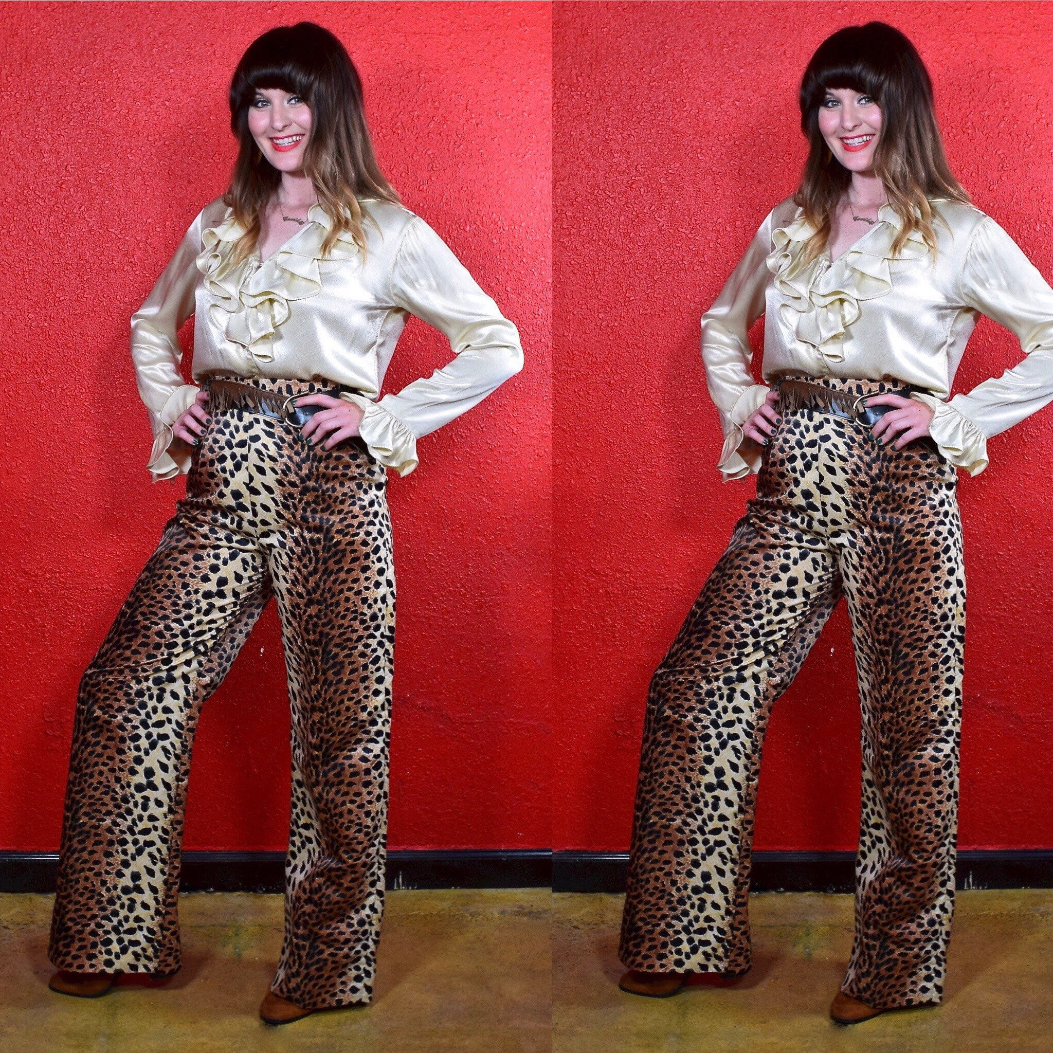 1960s 70s Leopard Print Wide Leg Pants -  Canada