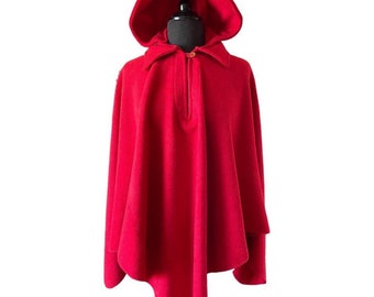 1960er Avianca Fluglinien Kapuzen Cape Uniform Rote Ruana