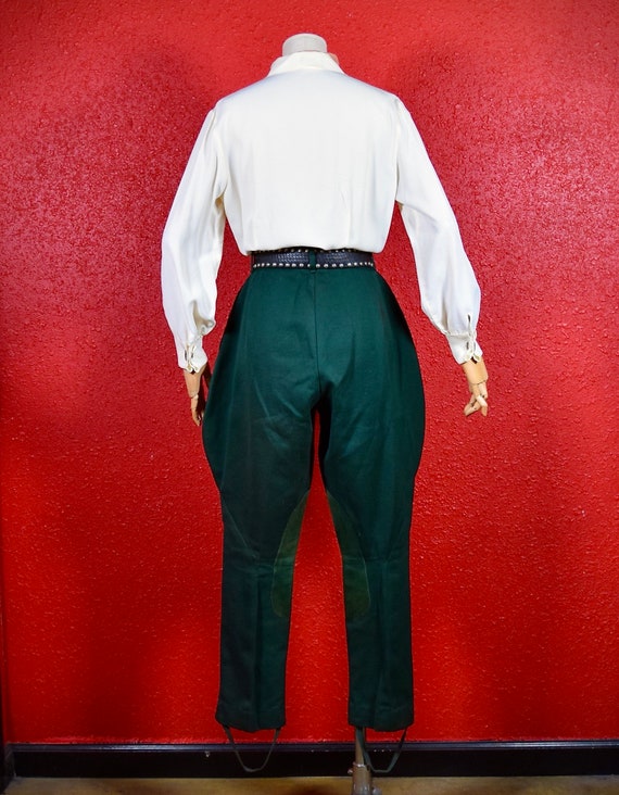 1930s Rare Jodhpurs Green Wool with Suede Patch - image 3
