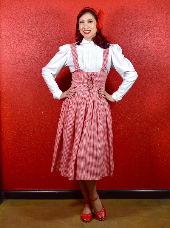 1950s Red Gingham Corset Front Jumper Dress - Etsy UK