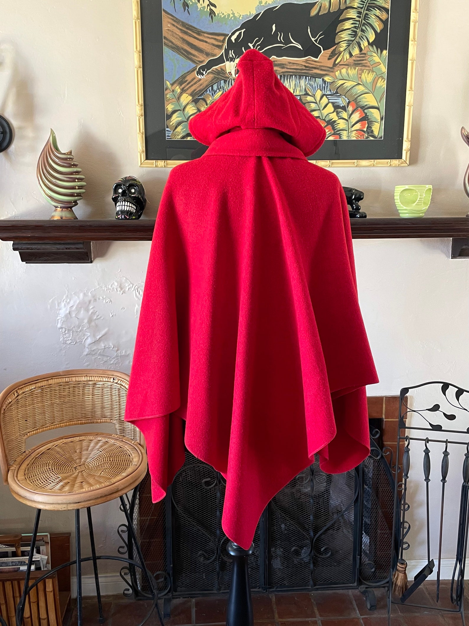 1960s Avianca Airlines Hooded Cape Airline Uniform Red Ruana | Etsy