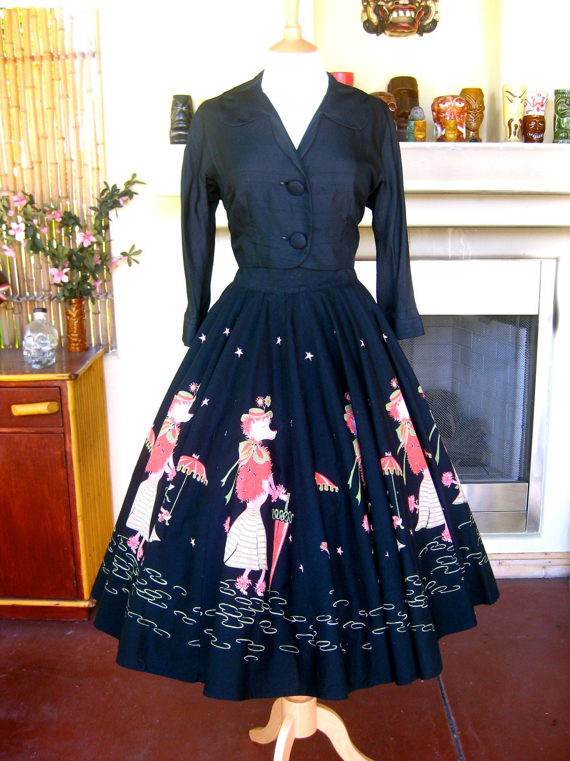 1950's Parisian Poodle Skirt Cotton Collectable Full Etsy