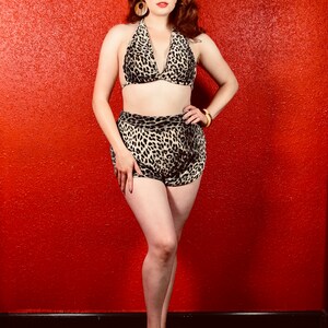 1950s 60s Leopard Print Bikini Costume Playsuit image 3