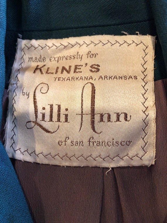 1940s Lilli Ann Green Wool Gabardine Fitted Jacke… - image 9