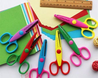 Child Safety Craft Scissors Set, Stainless Steel Pattern Edge, Kids Scrapbooking Tool