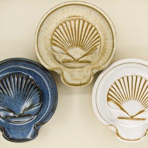 Shell Spoon rest/Tea bag holder/ Soap dish/ Nautical/Kitchen Utensil/ Cooking Untensil/ Handmade in Maine/ Stoneware/Ceramic/Made in Maine