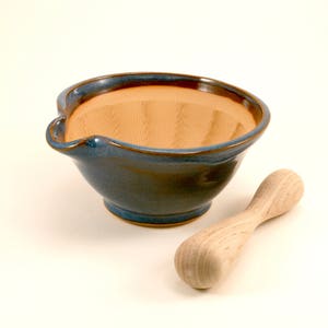 Suribachi & Pestle (Mortar and Pestle)/Kitchen Utensil/Herb Grinding/Pottery/Stoneware/Wood Pestle/Hand thrown pottery/Ceramic/Made in Maine