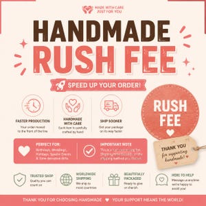 Rush Handmade Production Fee, Custom Order Processing Upgrade, Priority Crafting Service, Fast Track Making Add-On
