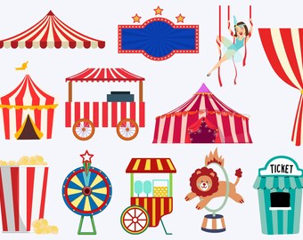 Circus SVG Bundle, Circus Birthday, Carnival Svg, Circus Cut Files For Cricut, Circus Clipart, Circus Tent Clipart, Circus set, Circus