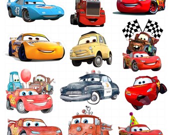 Lightning McQueen PNG Bundle, Cars PNG Bundle, Png Images, Lightning McQueen Clipart, Cars Characters PNG, Instant Download