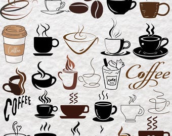 Coffee Svg Bundle - Coffee Clipart - Coffee Silhouette - Coffee PNG - Coffee Cup Svg - Mug Svg - Tea Cups Svg - coffe beans