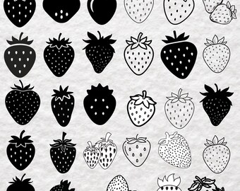 Strawberry SVG Bundle, Fruit Clipart, Bow Strawberry (Digital Download)