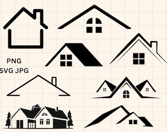 House Roof Svg, House SVG, House Roof Cut File, House Clipart,  Roof Clipart, Realtor SVG, Real Estate Svg, Little House Svg Bundle