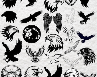 Hawk SVG Bundle: Silhouette Clipart, Decal Designs (Digital Download)