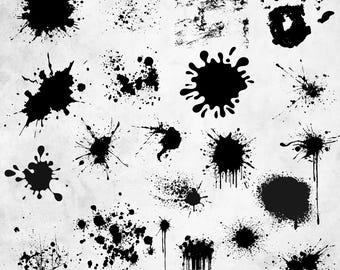 Paint Splatter Svg Bundle, Paint Splatter Png Bundle, Ink Splatter Svg, Black Ink Splashes Svg Cut Files for Cricut, Paint Drip Svg Paint