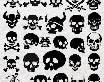 Skulls SVG Bundle, Skeleton svg Bundle, Skull Cut files for Cricut, Skull Clipart, Skull Silhouette, Skeleton svg, Skull Vector