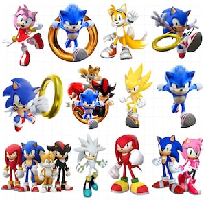 Sonic the Hedgehog PNG, imágenes prediseñadas de Sonic, diseño para sublimación, personajes de Sonic PNG, archivos de corte para Cricut Silhouette, personaje de cómic PNG