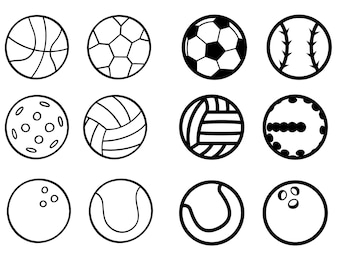 Ball SVG, Sports Ball Clipart, Soccer Baseball Basketball Design, Sports Cut File, Cricut Silhouette File, Digital Download