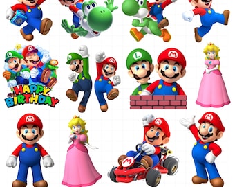Super Mario PNG Clipart Bundle, Birthday Party Designs, Mario Bros Digital Download, DIY Party Decorations, High-Resolution PNGs