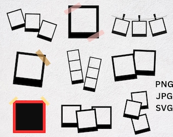 Polaroid Frame Svg Bundle, Polaroid Cut File, Frame Clipart, Frame Cut File, Photography Clipart, Photoframe SVG, Retro Picture Frames SVG