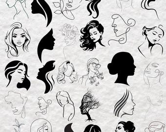Woman Face SVG: Fashion Silhouette Cut Files (Digital Download