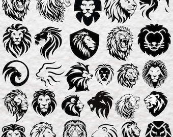 Lion Head SVG Bundle: Roaring Lion Clipart,Jungle King Cricut,Silhouette(Digital Download)