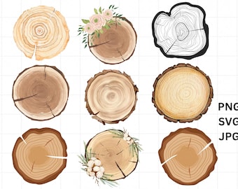 Wood Slice SVG Bundle, Tree Rings svg,Wood Slice dxf, Wood Slice png, Wood Slice vector, Tree Slice Slab , Trunk Stump Svg, Lumber svg,