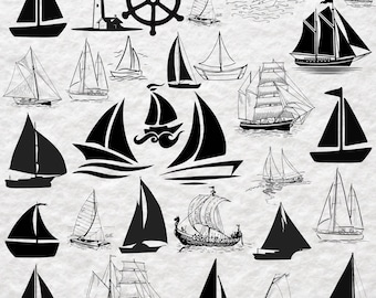 Sailboat SVG Bundle: Speedboat Clipart,Silhouette,Cut Files(Digital Download)