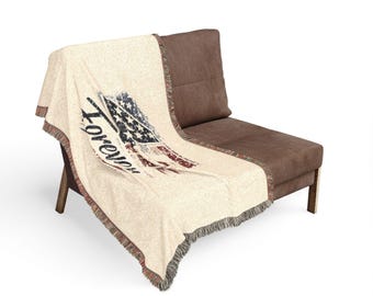 American Flag 4 Forever Woven Blanket | Patriotic USA Stars Stripes Throw - Limited Edition