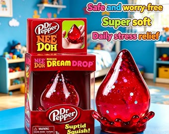 Juguete blando Dr Pepper Nee Doh Dream Drop: Pelota antiestrés con purpurina