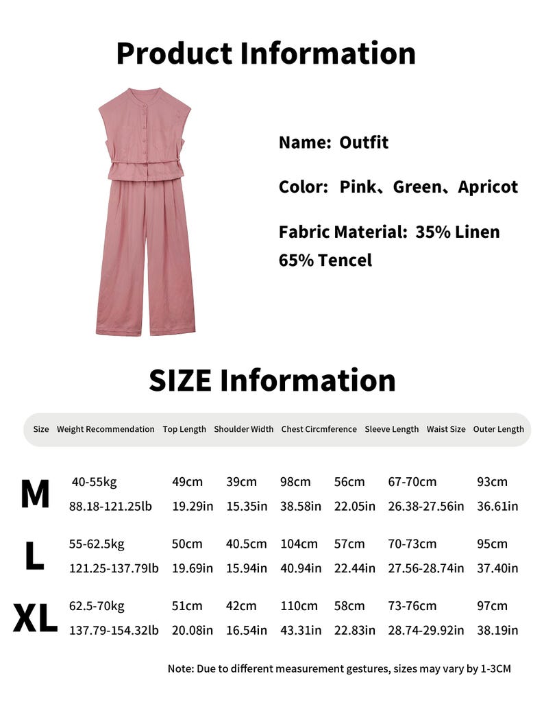35% Linen Tencel 2-Piece Outfit, Sleeveless Cinched Waist Top & Wide Leg Pants Set, Summer Casual Co-ord Set, Breathable Loungewear image 20