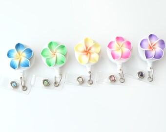 Pretty Name Badge Clips Nurse Gifts Flower Badge Reels Turquoise Flower Designer ID Reel BadgeBlooms ID Badge Holder