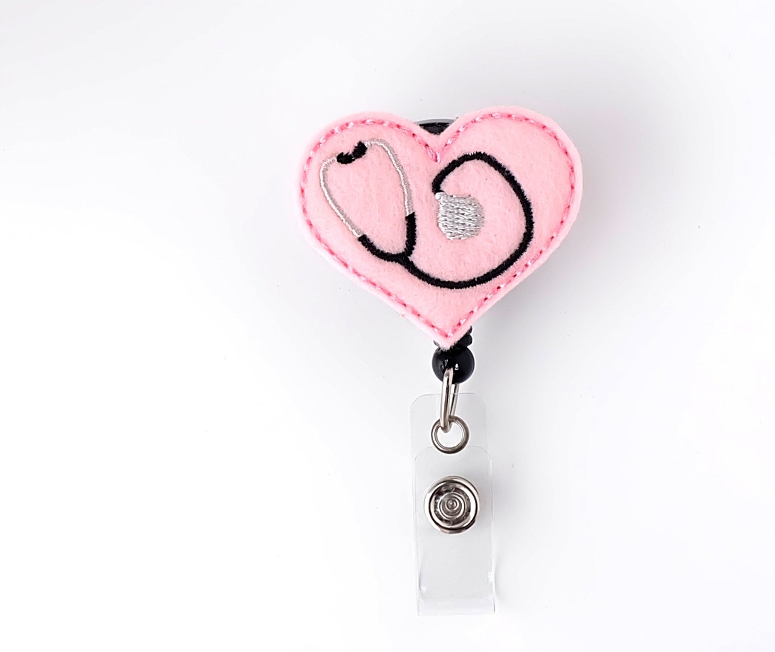 Pink Stethoscope Badge Pull Felt Badge Reel Cute Badge Etsy