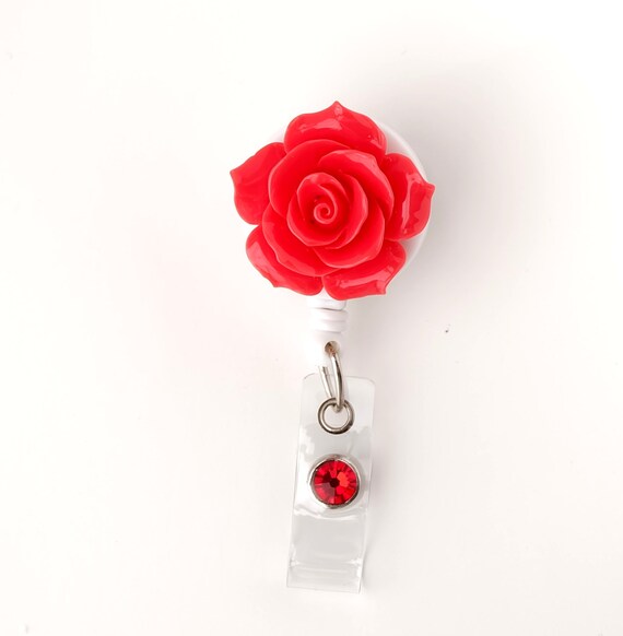 Intrekbare ID Badge Houder Full Bloom Rose Designer ID Reel Mooie Naam Badge Clip Flower Badge Reel BadgeBloom RN Gift Accessoires Sleutelhangers & Keycords Keycords & Badgehouders 