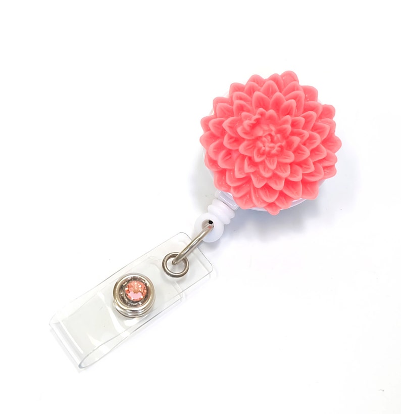 Coral Dahlia RN Badge Holder Flower Badge Reels Work ID Etsy
