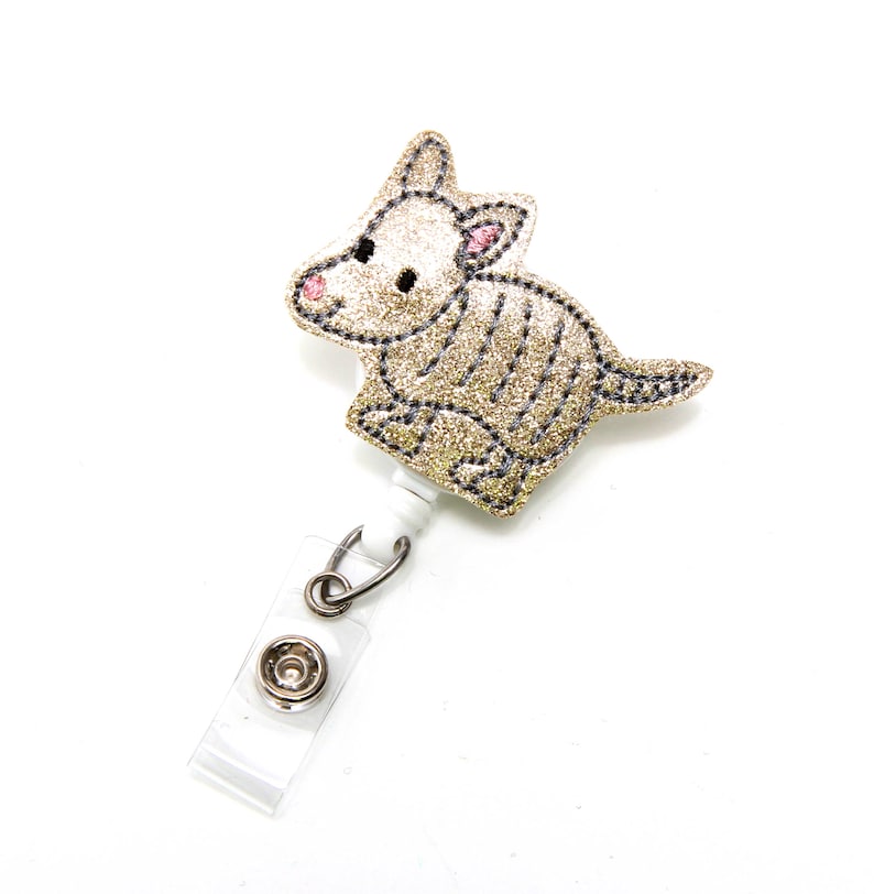 Retractable Badge Holder Animal Badge Holders Glitter Armadillo Cute Badge Reel BadgeBlooms Felt Badge Reel Cover Nurse Badge