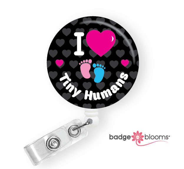 NICU Nurse Badges Tiny Humans Badge Reel Cute ID Holder Etsy