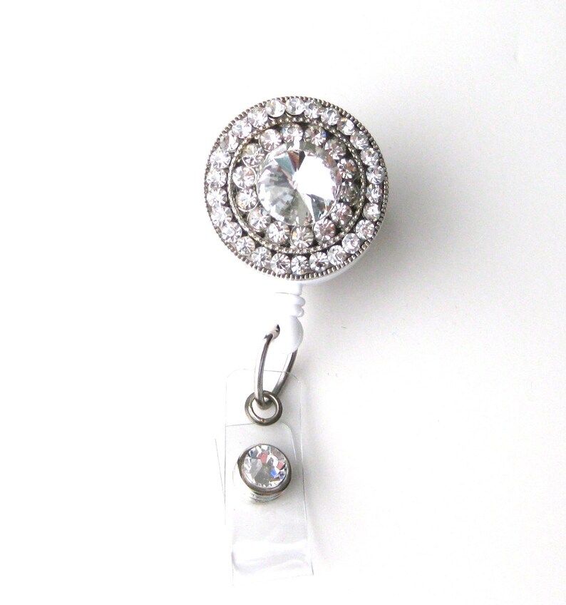 Crystal Bling Rhinestone Badge Holder Unique Retractable Etsy
